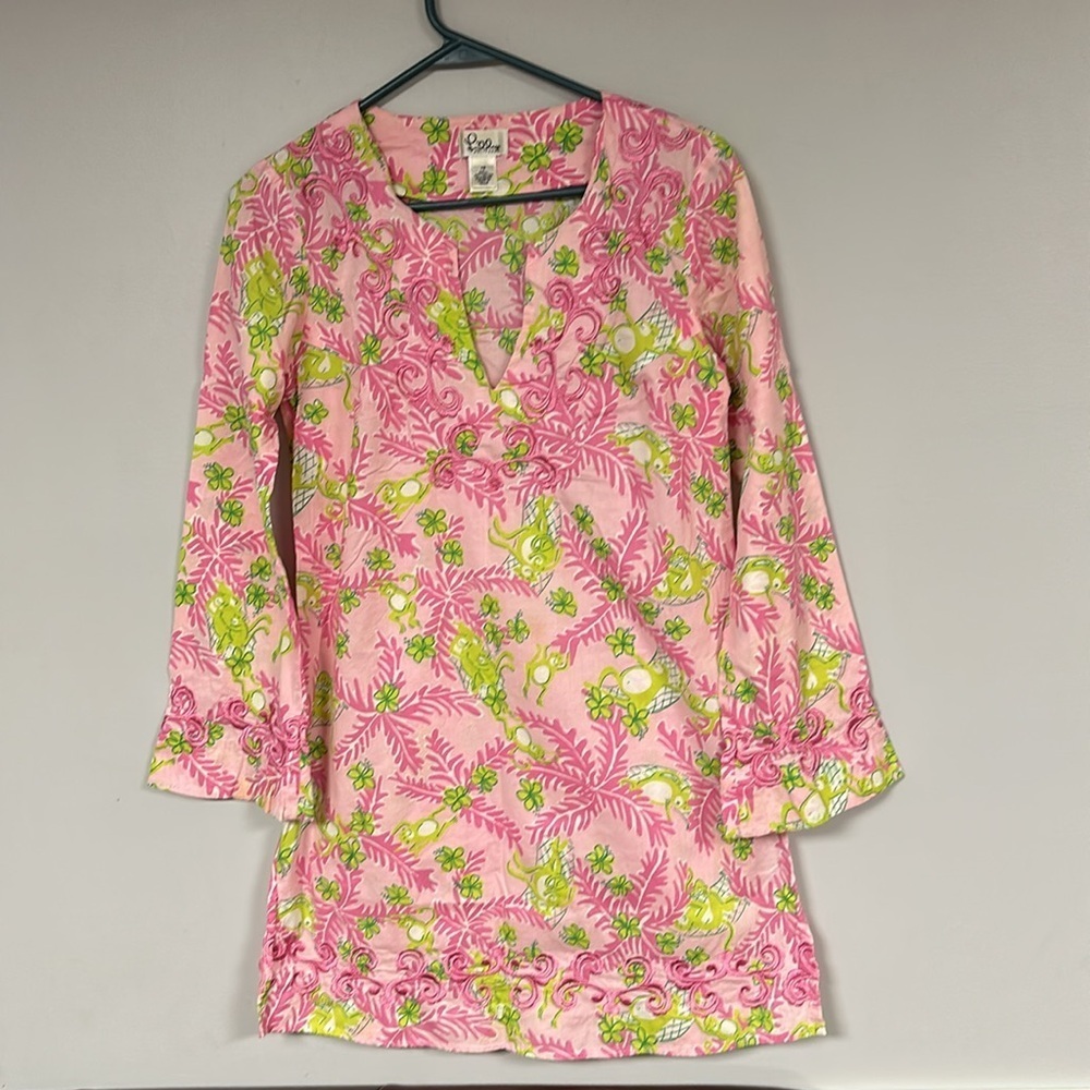 Lilly Pulitzer  Mini Cotton Dress / Cover up Monkey Print, Palm Tree Dress, XS
